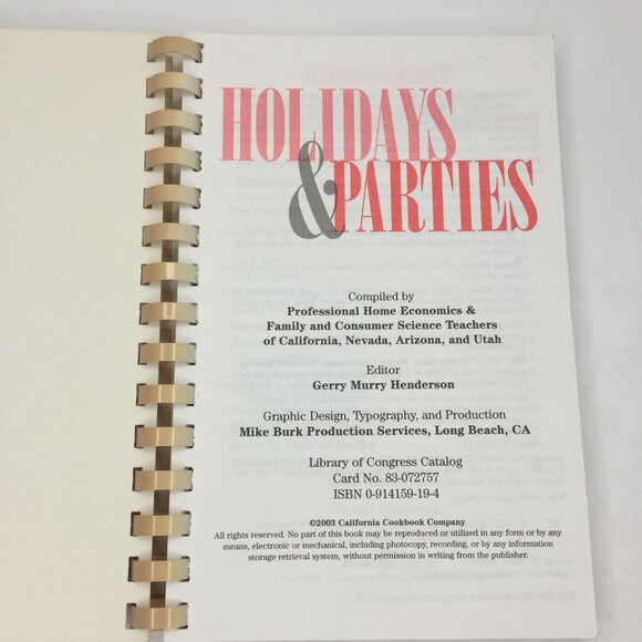 Vintage 2003 Holidays Parties Cookbook Easy Recipes From Home Economics Teachers - Picture 2 of 11